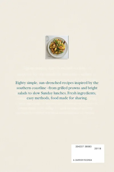 Back cover of Coastal Kitchen, a sample cookbook cover