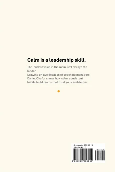 Back cover of Lead Without Noise, a sample business cover