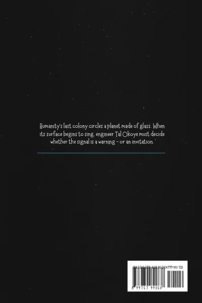 Back cover of Orbit of Glass, a sample science fiction cover